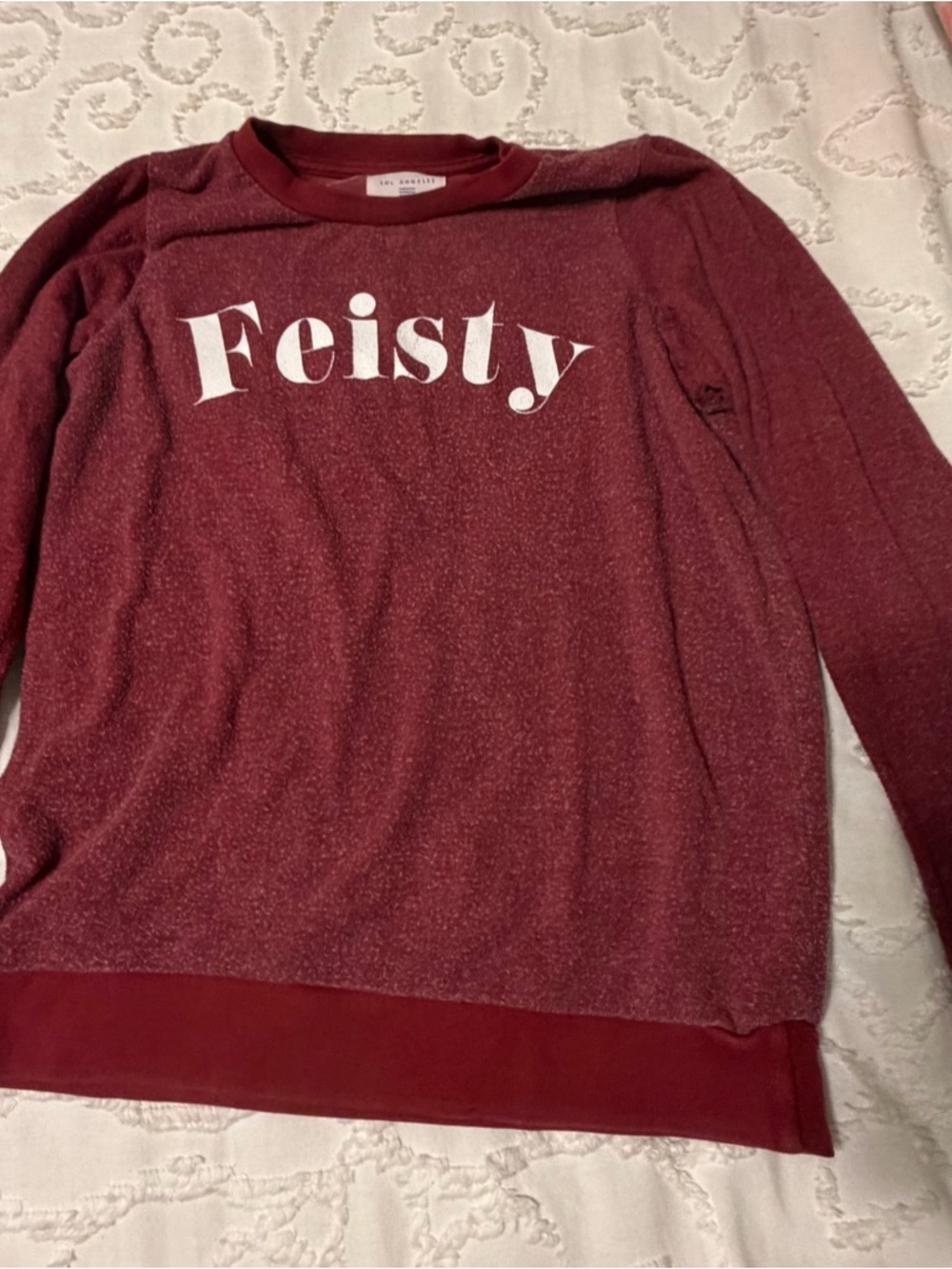 Sol Angeles Maroon 'Feisty' Crewneck Sweatshirt